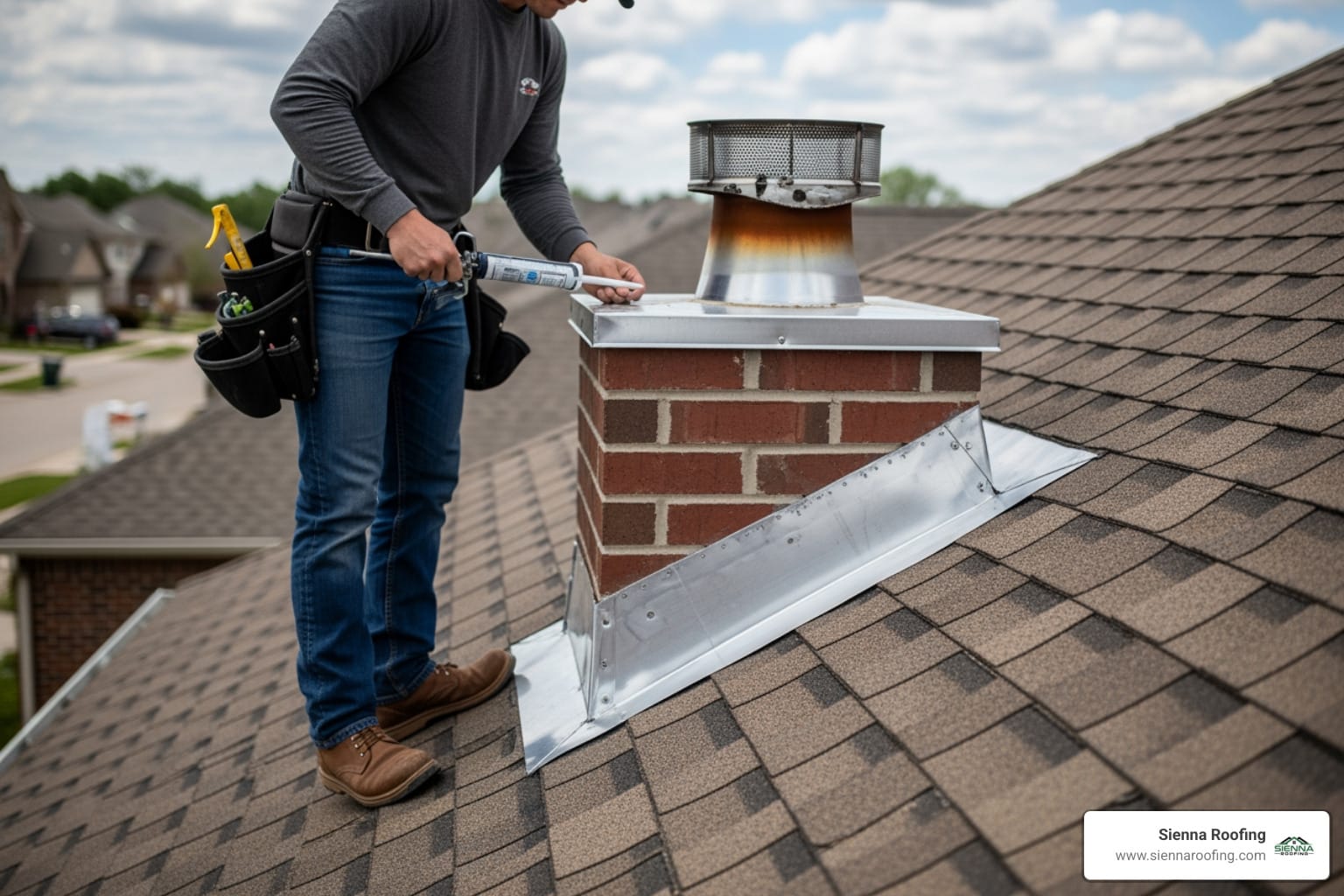 Chimney flashing repair